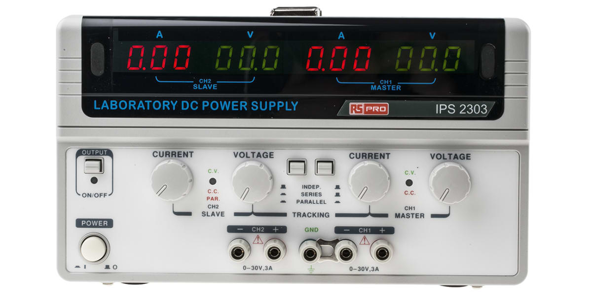 Product image for Dual output DC power supply,0-30V 3A