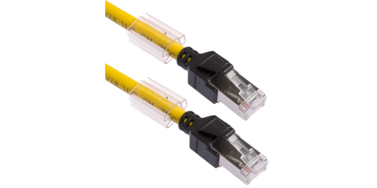 Product image for Omron FTP, STP Cat6a Cable 1m, Yellow, Male RJ45/Male RJ45