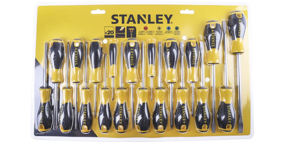 Product image for Stanley Standard Phillips, Pozidriv, Slotted, Torx Screwdriver Set 20 Piece