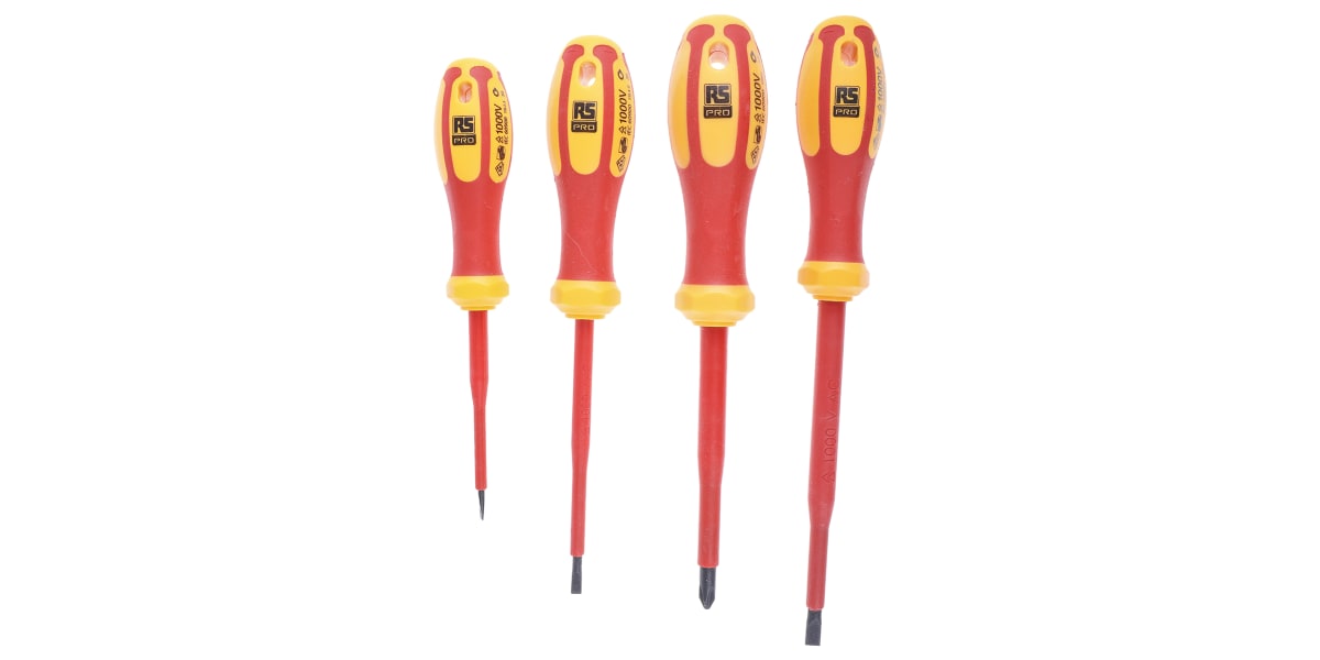 Product image for RS PRO VDE Phillips, Slotted Screwdriver Set 4 Piece