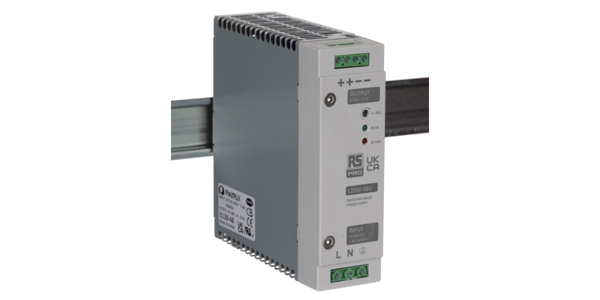 Product image for Din Rail Power Supply, 120W, 48V Output