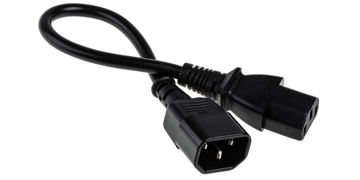 Product image for C14-C13 Cable H05VV-F 0.75mm2 Black 0.3m