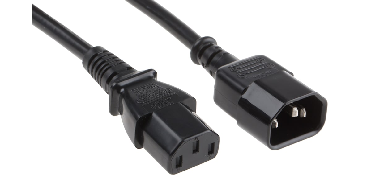 Product image for C14-C13 Cable H05VV-F 1.0mm2 Black 10m