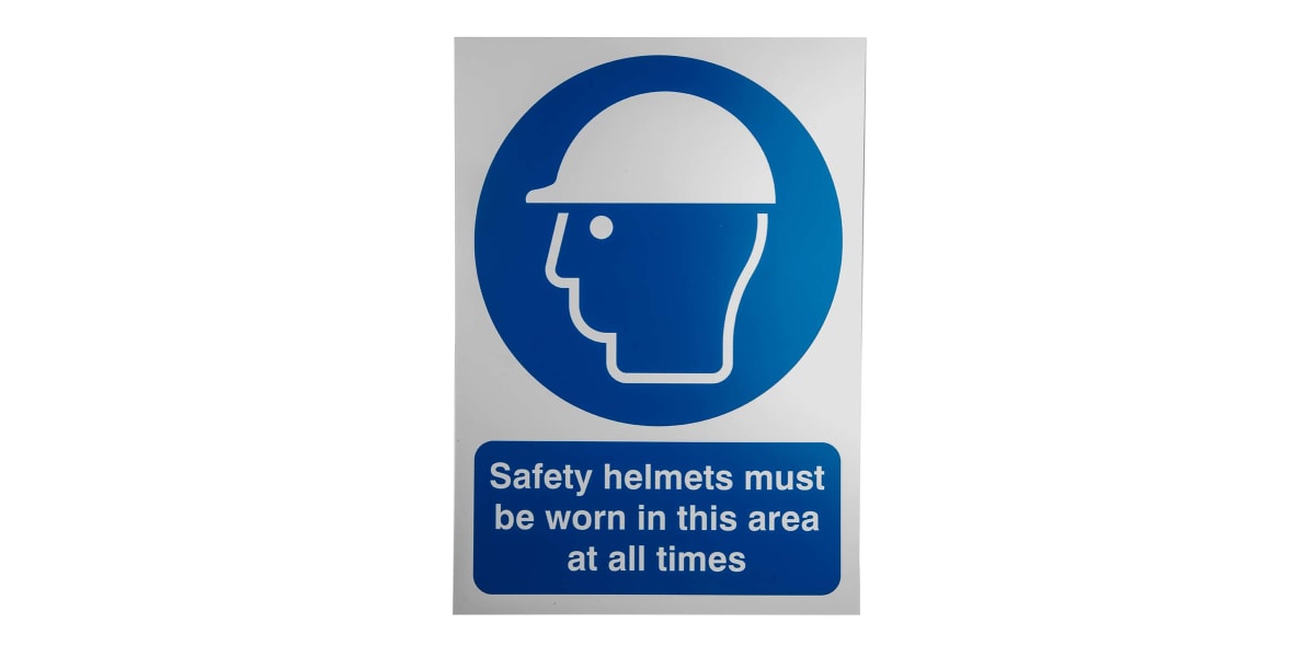 Product image for RS PRO PVC Mandatory Head Protection Sign With English Text