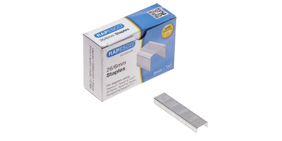 Product image for RAPESCO 26/6MM GALVANISED STAPLES BOX OF