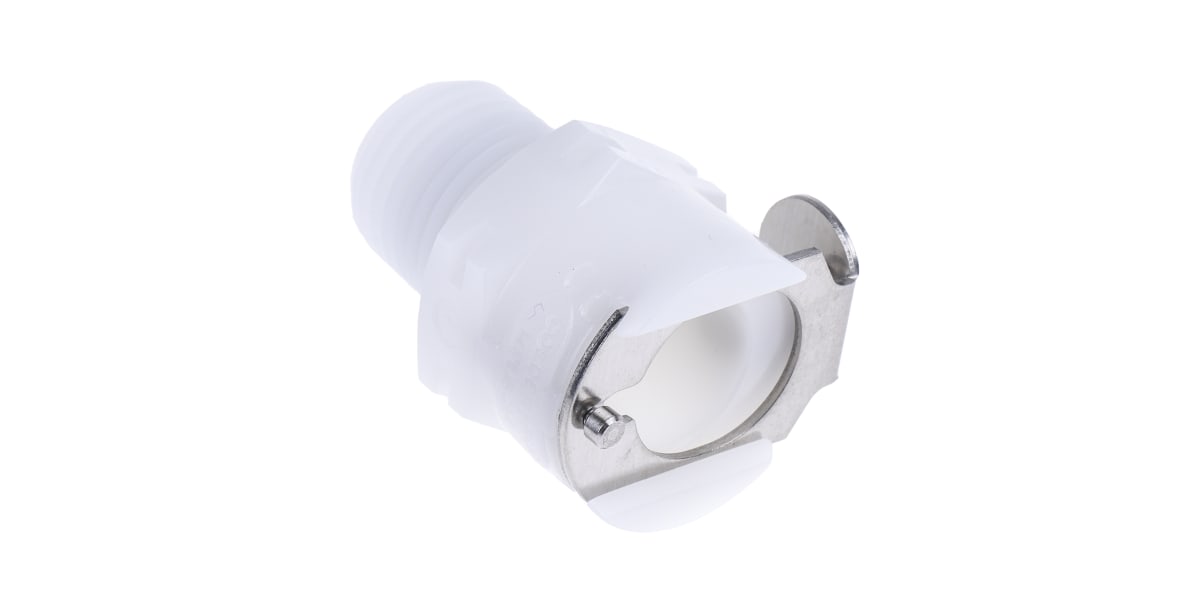 Product image for Straight Hose Coupling 1/4in Coupling Body - Valved, Thread Mount, 1/4 in R Male, Acetal