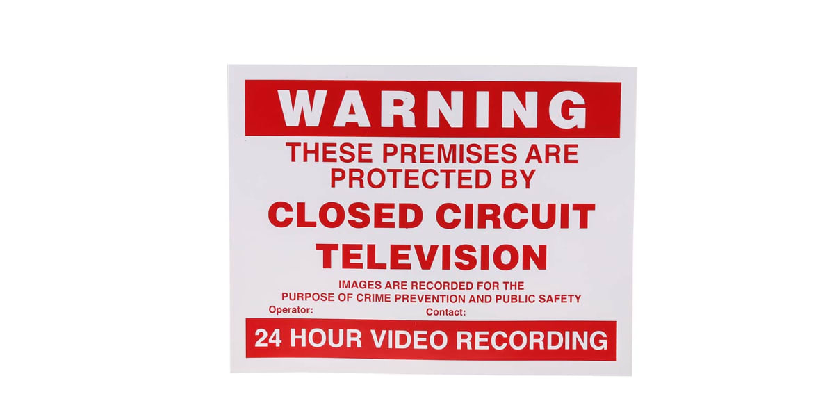 Product image for RS PRO Vinyl Security Label, CCTV Sign, English, 100 mm x 130mm