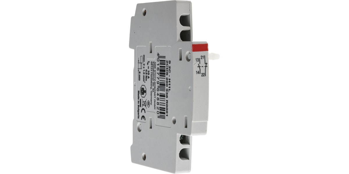 Product image for DIN Rail Mount Auxiliary Contact, NC/NO, 10 A, 24 V ac/dc