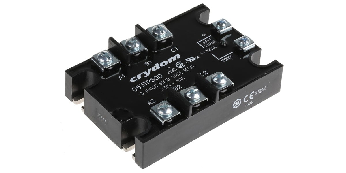 Product image for Sensata / Crydom 50 A rms Solid State Relay, Zero Cross, Panel Mount, SCR, 530 V rms Maximum Load