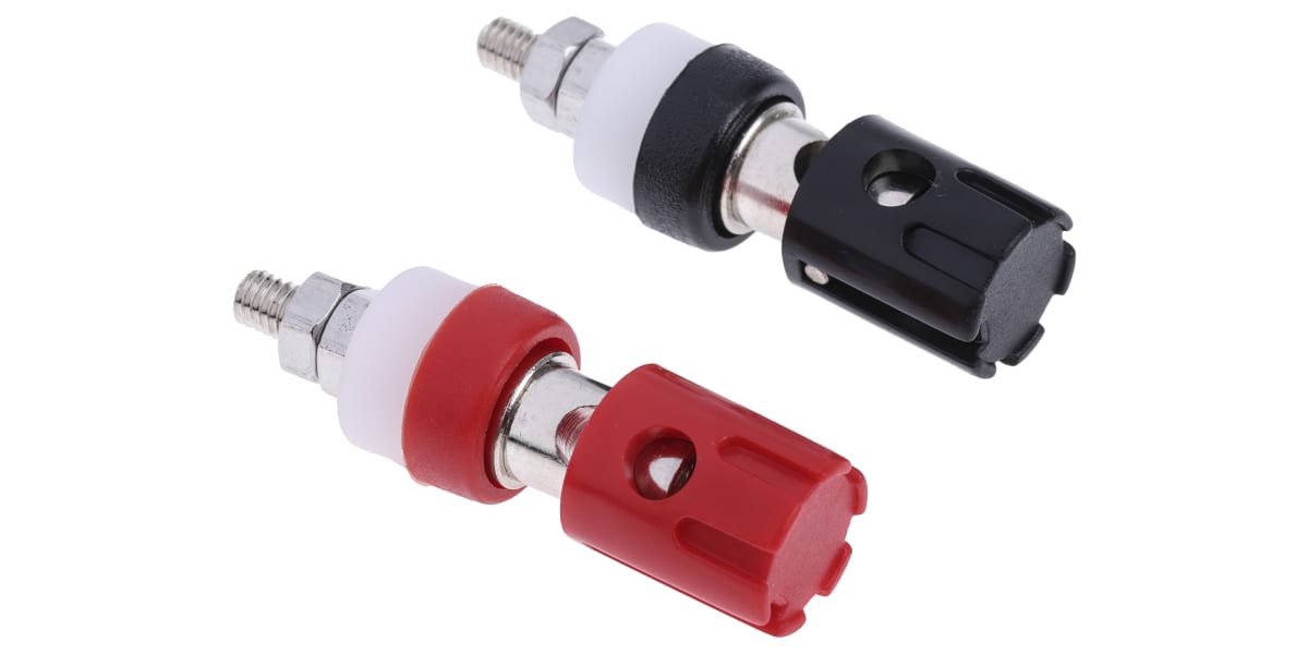 Product image for RS PRO 15A, Black, Red Binding Post - 7.2mm Hole Diameter