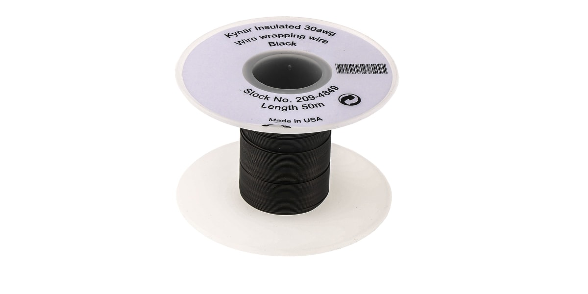 Product image for Black Kynar(TM) wrapping wire,30awg 50m