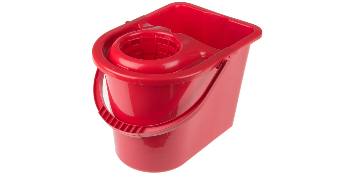 Product image for Red bucket with wringer, 15 litre