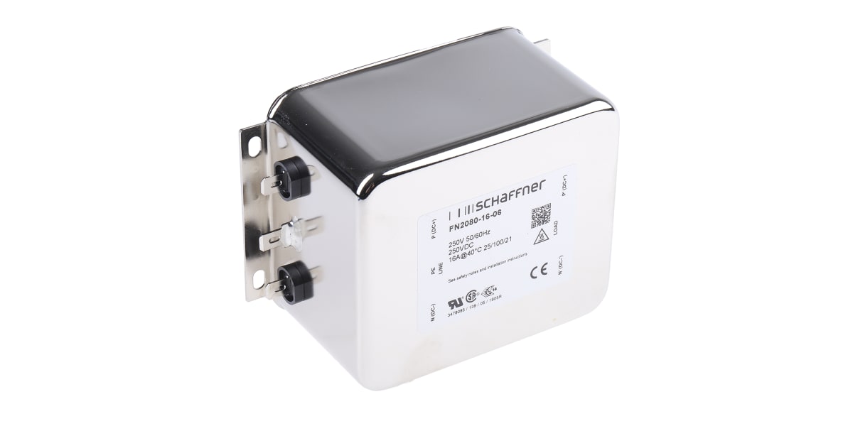 Schaffner, FN2080 16A 250 V ac 400Hz, Chassis Mount RFI Filter, Tab ...