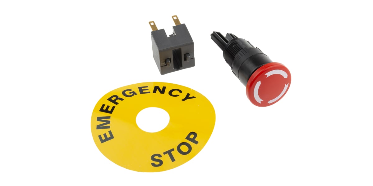 Product image for APEM Panel Mount Emergency Button - Twist to Reset, 16mm Cutout Diameter, 2NC, Mushroom Head