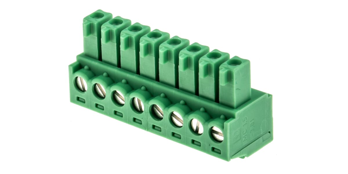 Product image for 8WAY SCREW TERMINAL,8A 160V 3.81MM PITCH