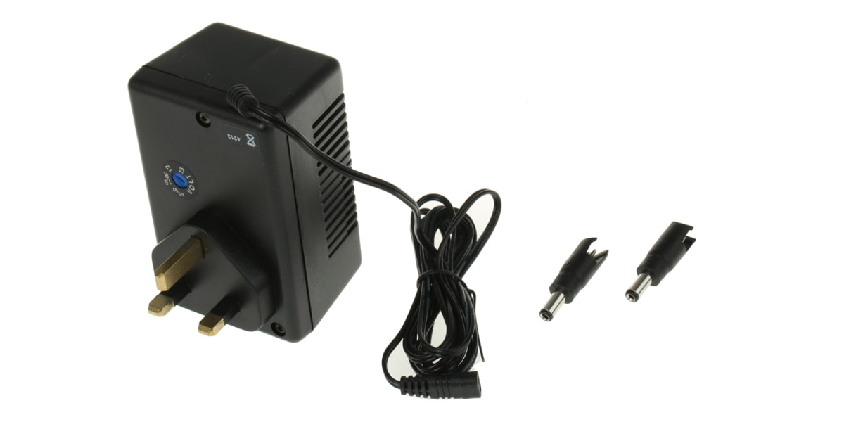 Product image for 3PIN REGULATED AC/DC ADAPTOR, 5-15V 7.5W