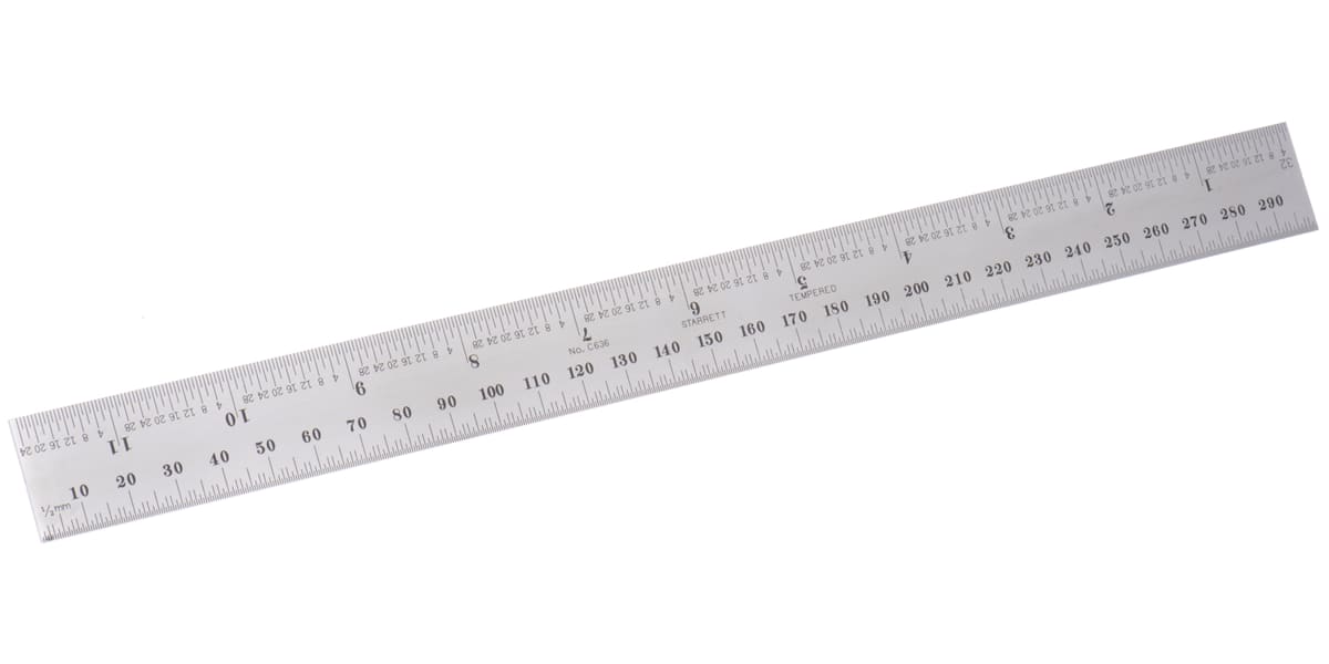 Product image for SATIN CHROME STEEL RULE,11 24/32IN/300MM