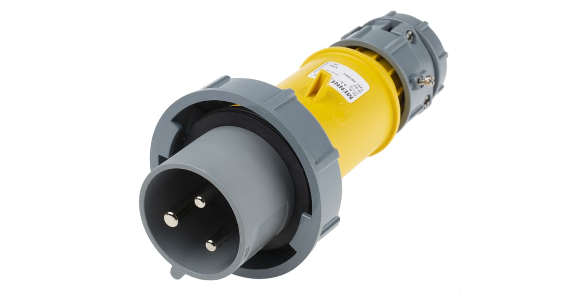 Product image for YELLOW 2P+E IP67 POWER TOP PLUG,32A 110V