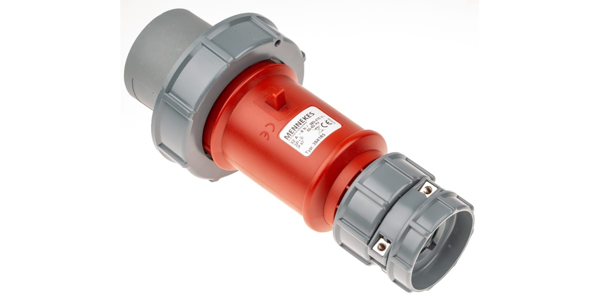 Product image for RED 3P+E IP67 POWER TOP PLUG,32A 400V