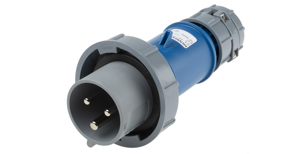 Product image for BLUE 2P+E IP67 POWER TOP PLUG,32A 230V