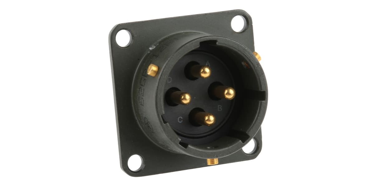 Product image for Sq Flange Receptacle, 4 way Pin Contacts