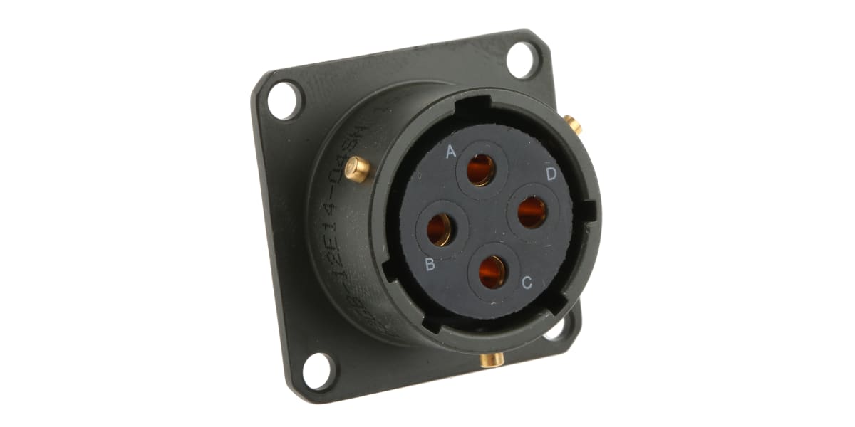 Product image for Sq Flange Receptacle, 4 way Skt Contacts