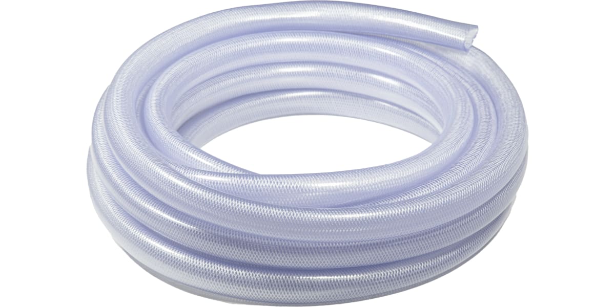 Product image for RS PRO PVC Flexible Tubing, Transparent, 48.5mm External Diameter, 15m LongReinforced, 420mm Bend Radius, Applications