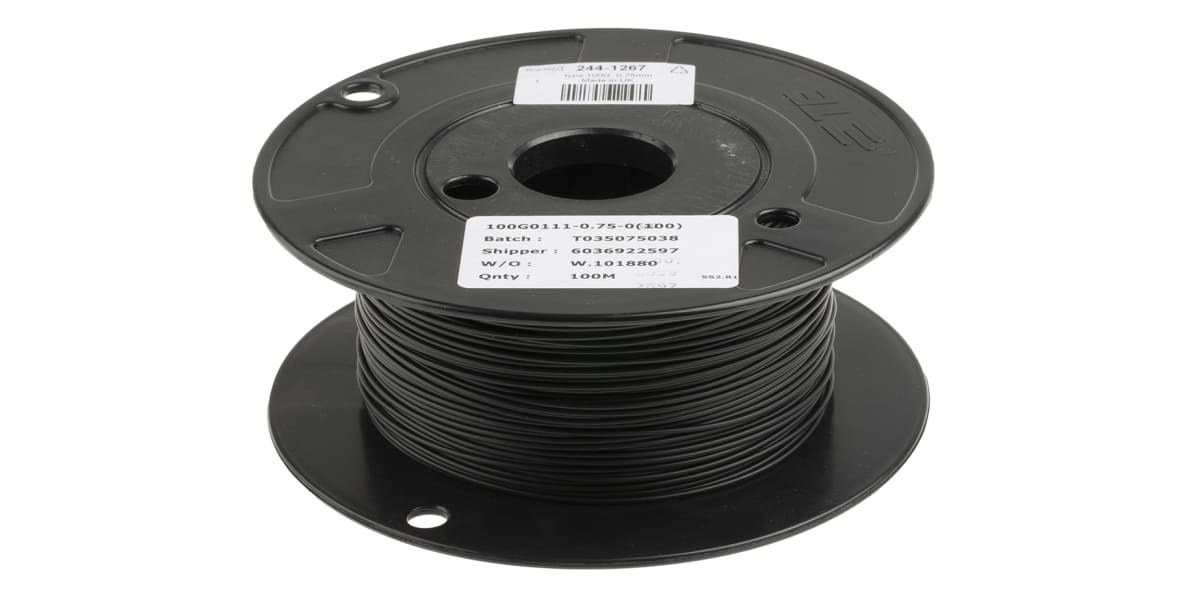 Product image for Black LSZH equipment wire,0.75sq.mm 100m