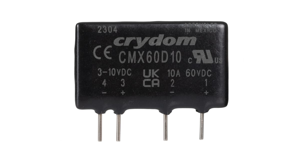 Product image for Sensata / Crydom 10 A rms Solid State Relay, DC, PCB Mount, MOSFET, 60 V dc Maximum Load