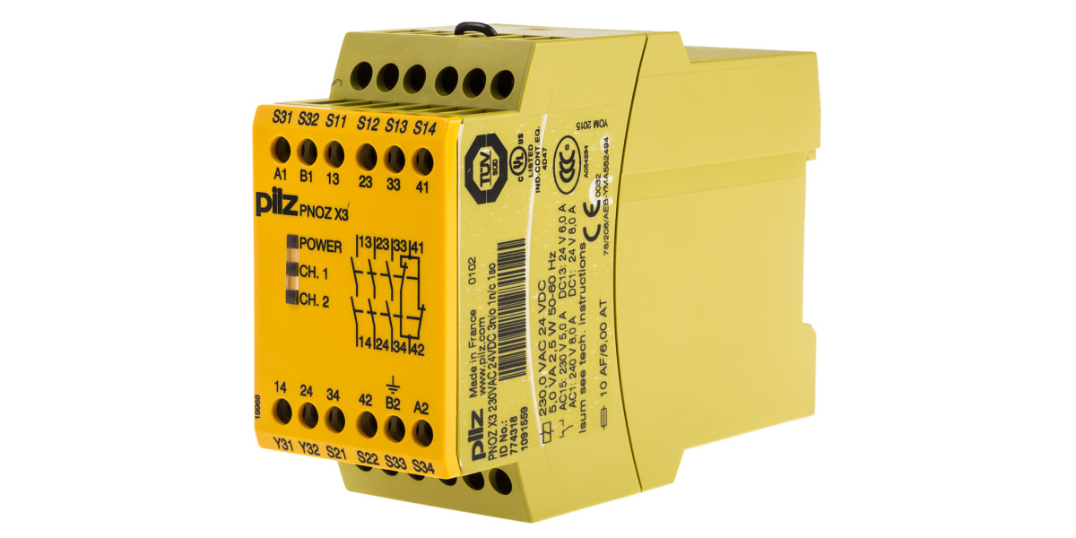 Product image for Pilz 24 V dc, 230 V ac Safety Relay -  Dual Channel With 3 Safety Contacts PNOZ X Range with 1 Auxiliary Contact,