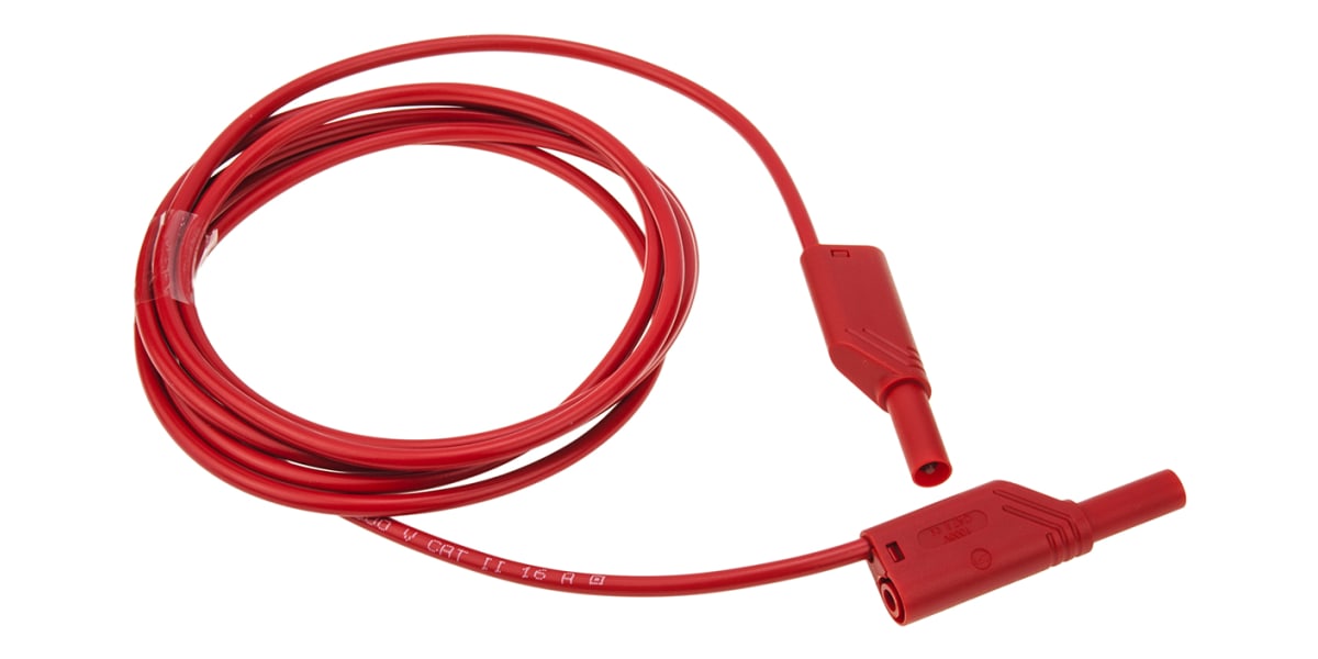 Product image for 2m red shrouded/stackable lead,4mm plug