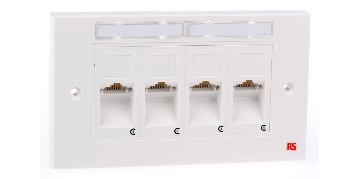 Product image for 4xRJ45 unshielded Cat5e angled faceplate