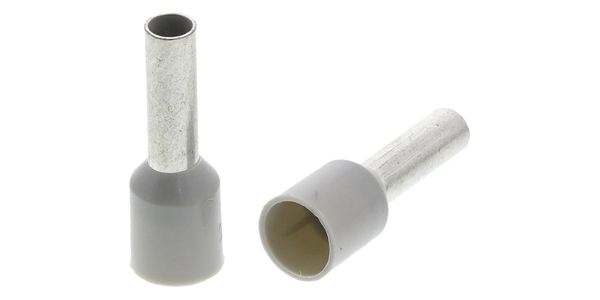 Product image for Schneider Electric, AZ5CE Insulated Crimp Bootlace Ferrule, 8.2mm Pin Length, 2.7mm Pin Diameter, 2.5mm² Wire Size, Grey