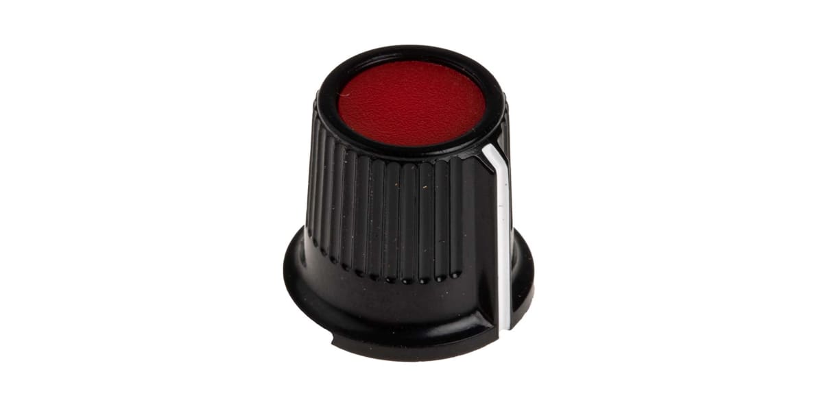 Product image for Red cap knob,16.2mm dia 0.25in shaft