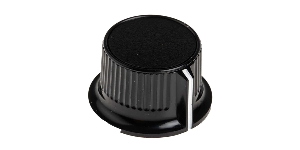 Product image for Black cap knob,28mm dia 6mm shaft