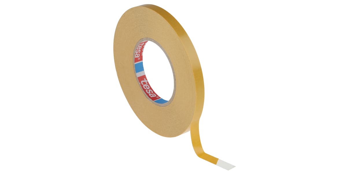 Product image for Tesa 4970 White Double Sided Plastic Tape, 12mm x 50m