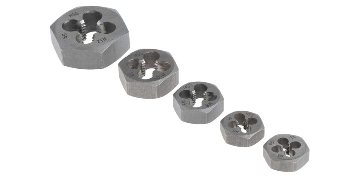 Product image for 5 piece metric die nut set,M5-M12