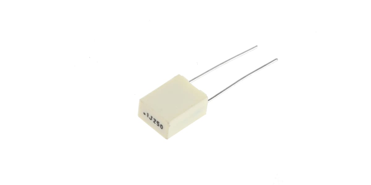 Product image for R82 radial poly cap,100nF 250V 5mm