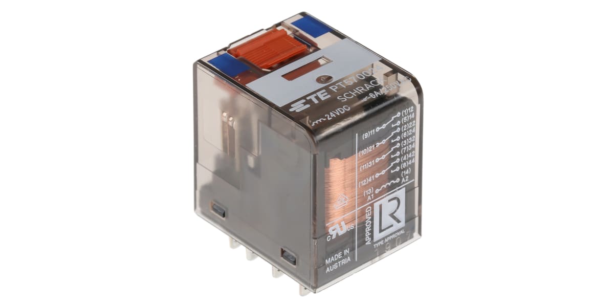 Product image for 4PDT plug-in relay,6A 24Vdc coil