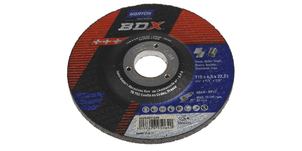 Product image for DISHED CTRE METAL GRIND DISC,115X6.5MM