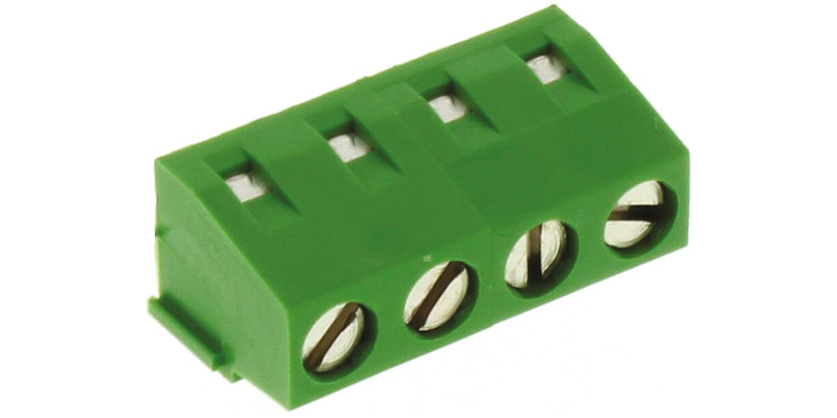 Product image for 4 way PCB screw terminal,5mm pitch