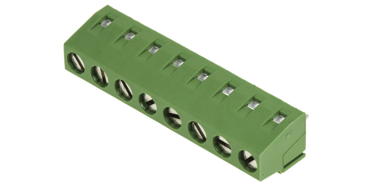 Product image for 8 way PCB screw terminal,5mm pitch