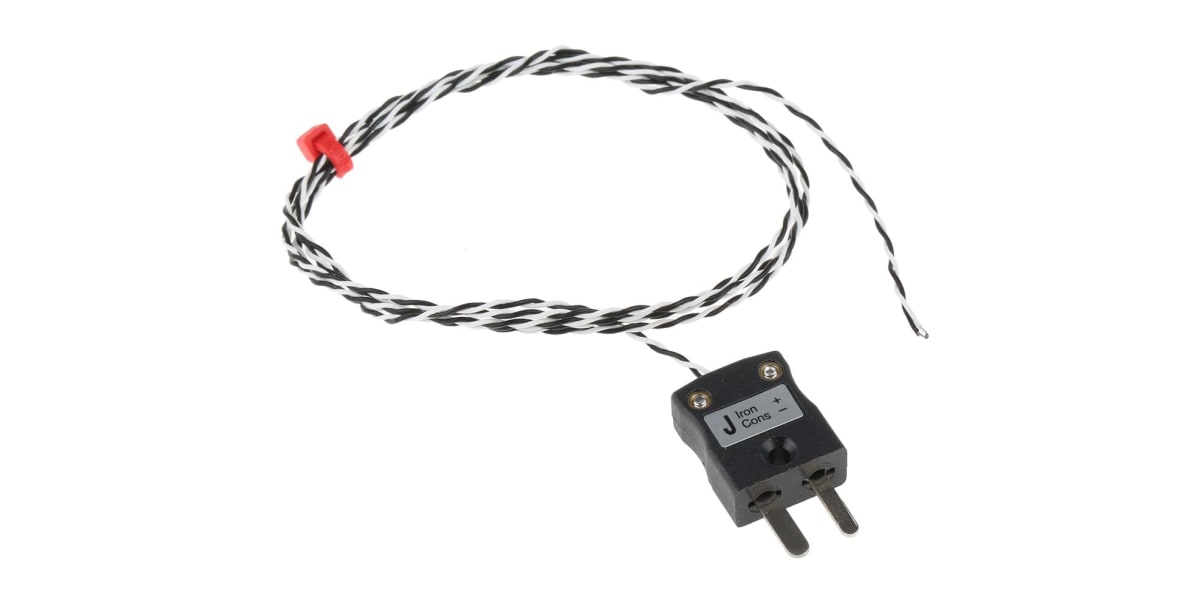 Product image for J PTFE min fitted plug thermocouple,1m