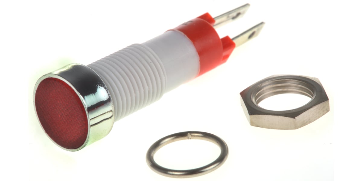 Product image for 8MM RED LED BRIGHT ALUMINIUM,24VDC