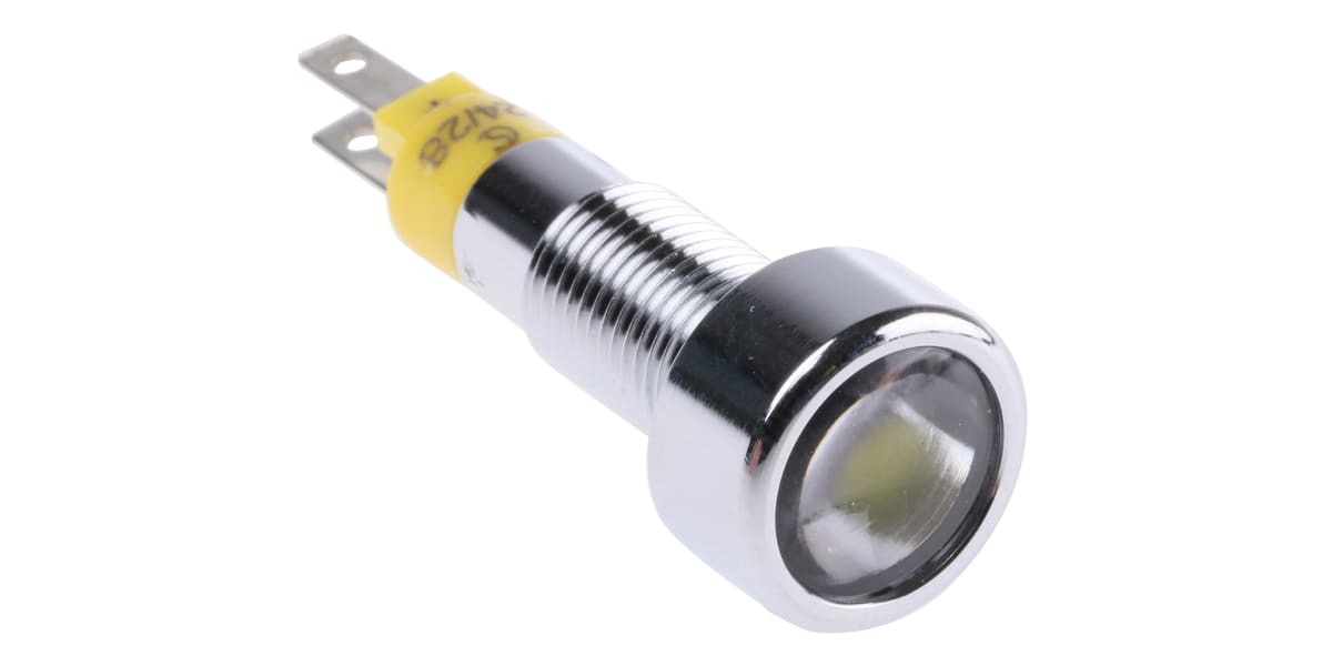 Product image for YELLOW LED OPTICAL LENS SATIN CHR,24VDC