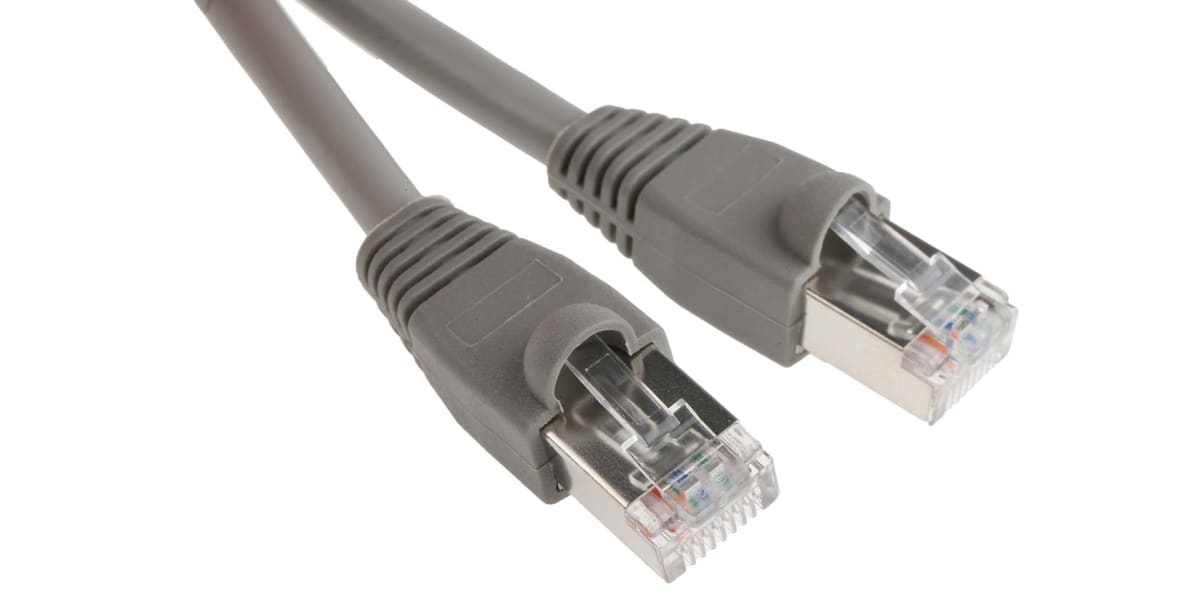 Product image for Grey Cat5e RJ45 STP patch lead,1m 1off