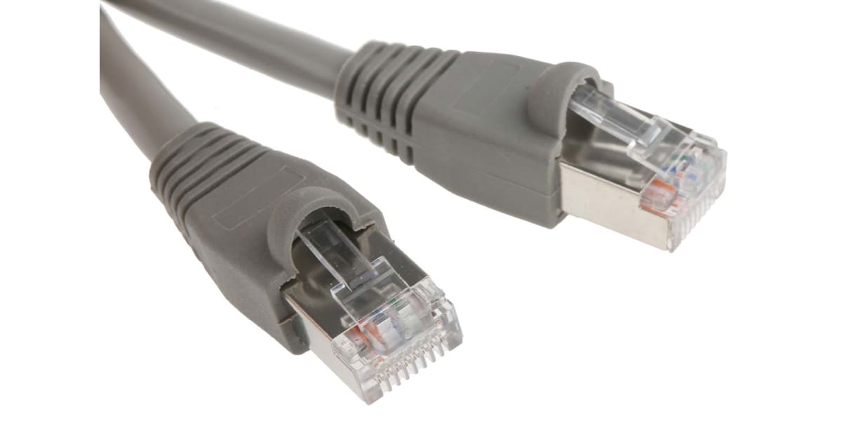 Product image for Grey Cat5e RJ45 STP patch lead,2m 1off