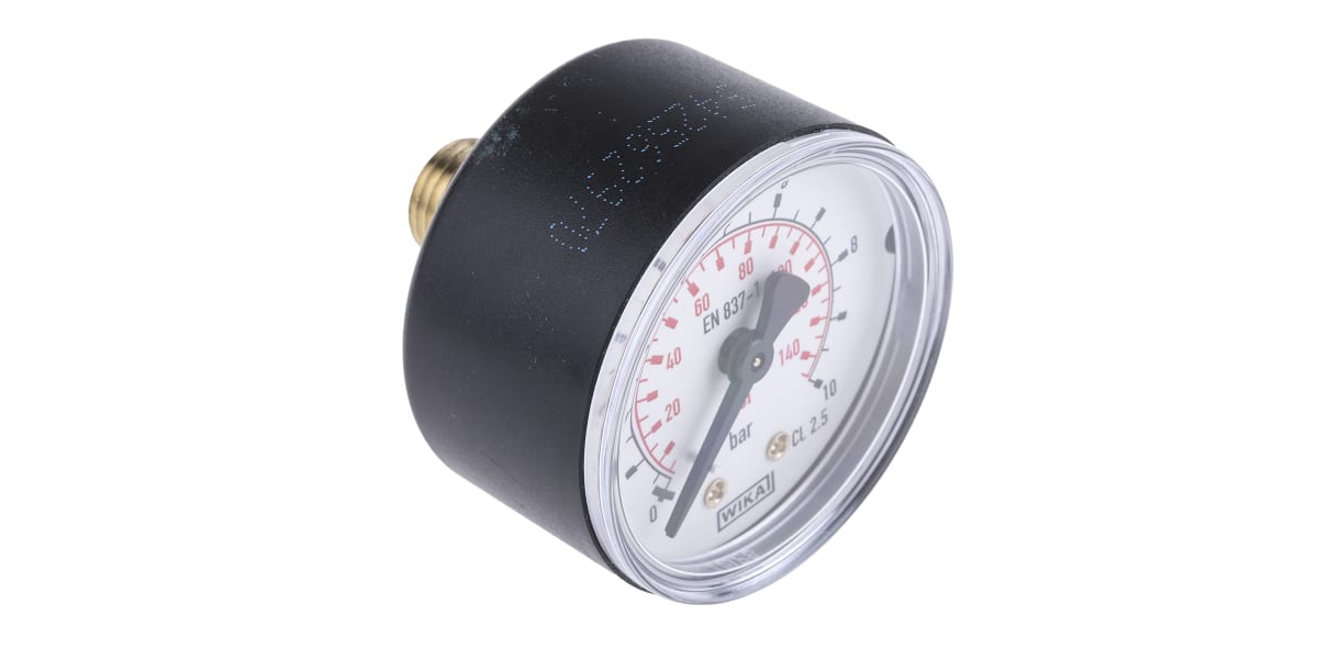 Product image for PRESSURE GAUGE,50MM DIA 0-10BAR R1/4