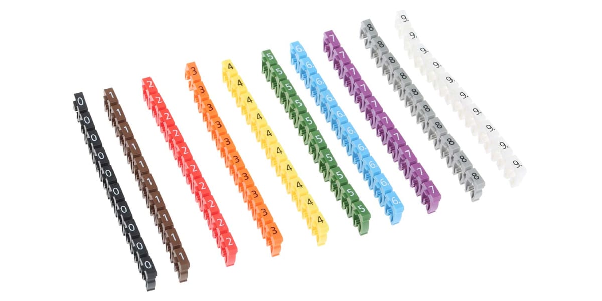 Product image for Coloured clip on cable marker,size 3 0-9