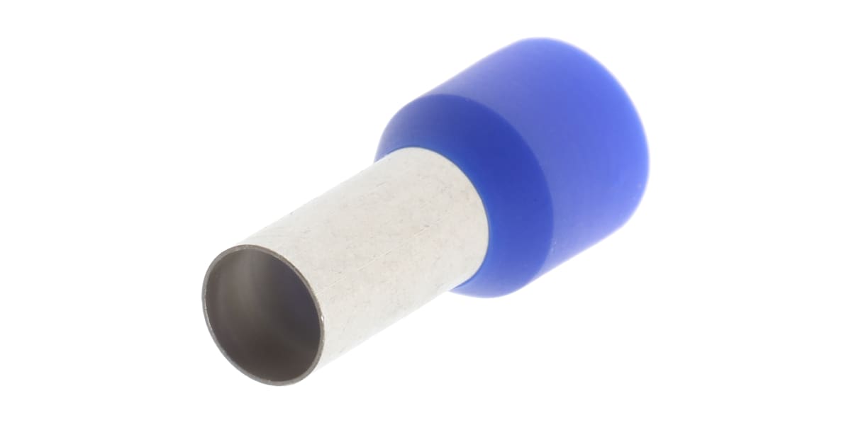 Product image for Weidmuller Insulated Crimp Bootlace Ferrule, 12mm Pin Length, 5.8mm Pin Diameter, 16mm² Wire Size, Blue